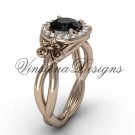 14kt rose gold diamond Fleur de Lis engagement ring,Black Diamond VD10023
