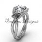Platinum diamond Fleur de Lis engagement ring, "Forever One" Moissanite VD10023