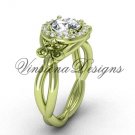 14kt yellow gold diamond Fleur de Lis engagement ring, "Forever One" Moissanite VD10023