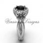 14kt white gold diamond Fleur de Lis engagement ring,Black Diamond VD10023