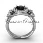 Platinum diamond Fleur de Lis engagement ring, Black Diamond VD10023
