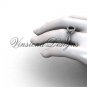 14kt white gold diamond Fleur de Lis engagement ring,Black Diamond VD10023