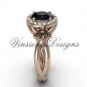 14kt rose gold diamond Fleur de Lis engagement ring,Black Diamond VD10023