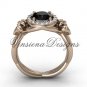 14kt rose gold diamond Fleur de Lis engagement ring,Black Diamond VD10023