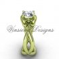 14kt yellow gold Fleur de Lis engagement ring,"Forever One" Moissanite VD10024