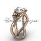 14kt rose gold Fleur de Lis engagement ring,"Forever One" Moissanite VD10024