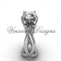 14kt white gold Fleur de Lis engagement ring,"Forever One" Moissanite VD10024