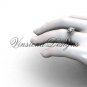 14kt white gold Fleur de Lis engagement ring,"Forever One" Moissanite VD10024