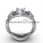 Platinum Fleur de Lis engagement ring, "Forever One" Moissanite VD10024