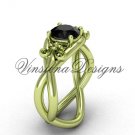 14kt yellow gold Fleur de Lis engagement ring,Black Diamond VD10024