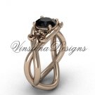 14kt rose gold Fleur de Lis engagement ring,Black Diamond VD10024