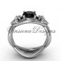 14kt white gold Fleur de Lis engagement ring,Black Diamond VD10024