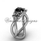 Platinum Fleur de Lis engagement ring,Black Diamond VD10024