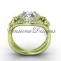 14kt yellow gold diamond Fleur de Lis engagement ring, "Forever One" Moissanite VD10025