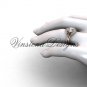 14kt rose gold diamond Fleur de Lis engagement ring, "Forever One" Moissanite VD10025