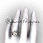 14kt rose gold diamond Fleur de Lis engagement ring, "Forever One" Moissanite VD10025