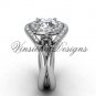 Platinum diamond Fleur de Lis engagement ring, "Forever One" Moissanite VD10025