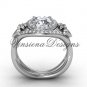 Platinum diamond Fleur de Lis engagement ring, "Forever One" Moissanite VD10025