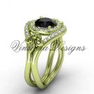 14kt yellow gold diamond Fleur de Lis engagement ring, Black Diamond VD10025