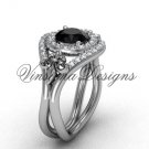 Platinum diamond Fleur de Lis engagement ring, Black Diamond VD10025