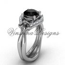 14kt white gold diamond Fleur de Lis engagement ring, Black Diamond VD10026