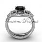 Platinum diamond Fleur de Lis engagement ring, Black Diamond VD10026