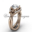 14kt rose gold diamond Fleur de Lis engagement ring VD10026