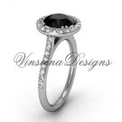Unique 14kt white gold diamond engagement ring, Black Diamond VD10030