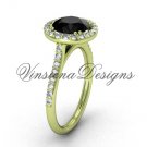 Unique 14kt yellow gold diamond engagement ring, Black Diamond VD10030