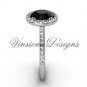Unique Platinum diamond engagement ring, Black Diamond VD10030