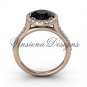 Unique 14kt rose gold diamond engagement ring, Black Diamond VD10030