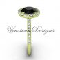 Unique 14kt yellow gold diamond engagement ring, Black Diamond VD10030