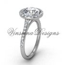 Unique 14kt white gold diamond engagement ring, "Forever One" Moissanite VD10030