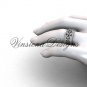 14kt white gold floral matte finish engagement ring,wedding band VD10035G