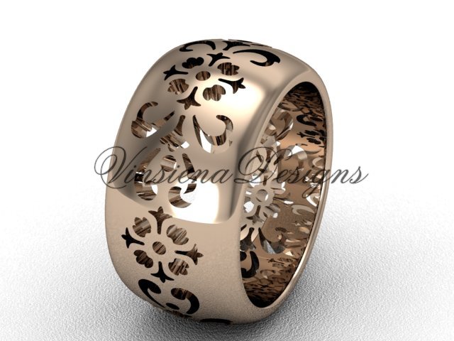 14kt rose gold floral engagement ring,wedding band VD10035G