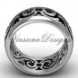 14kt white gold floral engagement ring,wedding band VD10036G