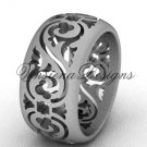 Platinum floral matte finish engagement ring,wedding band VD10036G