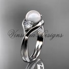 Platinum Unique Three stone pearl engagement ring VP8220 Platinum Unique Three stone pearl engagement ring VP8220