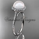 Unique Platinum diamond pearl engagement ring VP10030