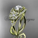 14kt yellow gold diamond Cherry Blossom flower, Sakura engagement ring VD8088