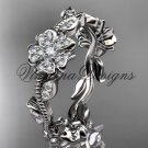 Platinum diamond Cherry Blossom Flower, Sakura wedding band VD8004