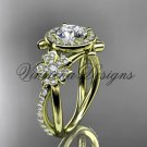 14kt yellow gold diamond Cherry Blossom flower, Sakura engagement ring VD8089