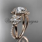 14kt rose gold diamond Cherry Blossom flower, Sakura engagement ring VD8089