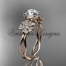 14kt rose gold diamond Cherry Blossom flower, Sakura engagement ring "Forever One" Moissanite VD8019