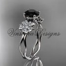 14kt white gold diamond Cherry Blossom flower, Sakura engagement ring Black Diamond VD8019 14kt white gold diamond Cherry Blossom flower, Sakura engagement ring Black Diamond VD8019