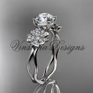 Platinum diamond Cherry Blossom flower, Sakura engagement ring "Forever One" Moissanite VD8019