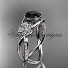 14kt white gold diamond Cherry Blossom flower, Sakura engagement ring Black Diamond VD8090