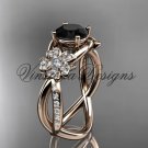 14kt rose gold diamond Cherry Blossom flower, Sakura engagement ring Black Diamond VD8090
