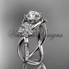 Platinum diamond Cherry Blossom flower, Sakura engagement ring VD8090