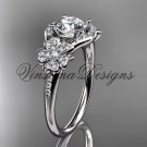 Platinum diamond Cherry Blossom , Sakura engagement ring "Forever One" Moissanite VD8091